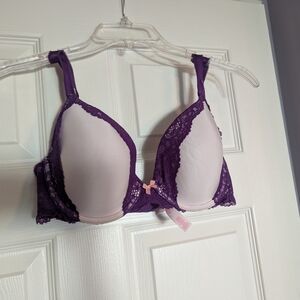 Victoria's Secret Dream Angels Perfect Coverage Nude/Purple Lace Bra